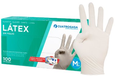 GUANTES LÁTEX S/POLVO BLANCO T.M 100u CUA