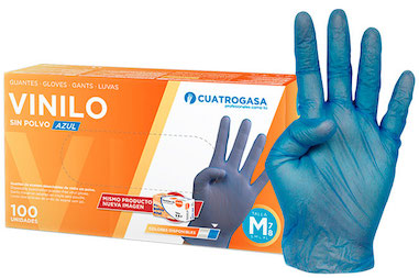 GUANTES VINILO S/POLVO AZUL T.S  100u (10) CUA