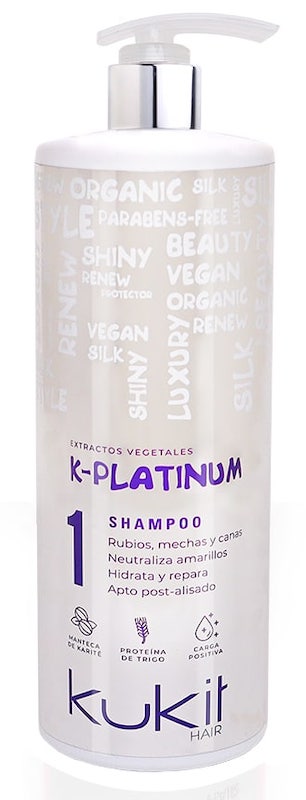 KUKIT K-PLATINUM CHAMPÚ MATIZADOR CANAS Y RUBIOS 1000ml