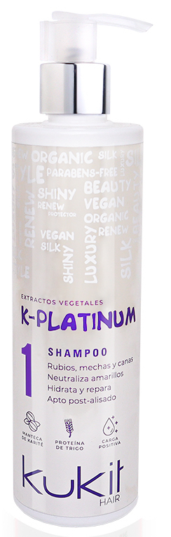 KUKIT K-PLATINUM CHAMPÚ MATIZADOR CANAS Y RUBIOS 300ml